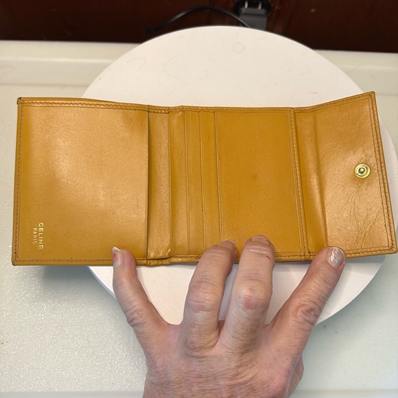 Celine wallet compact Kisslock Macadam coated canvas/leather brown & tan - Picture 10 of 17